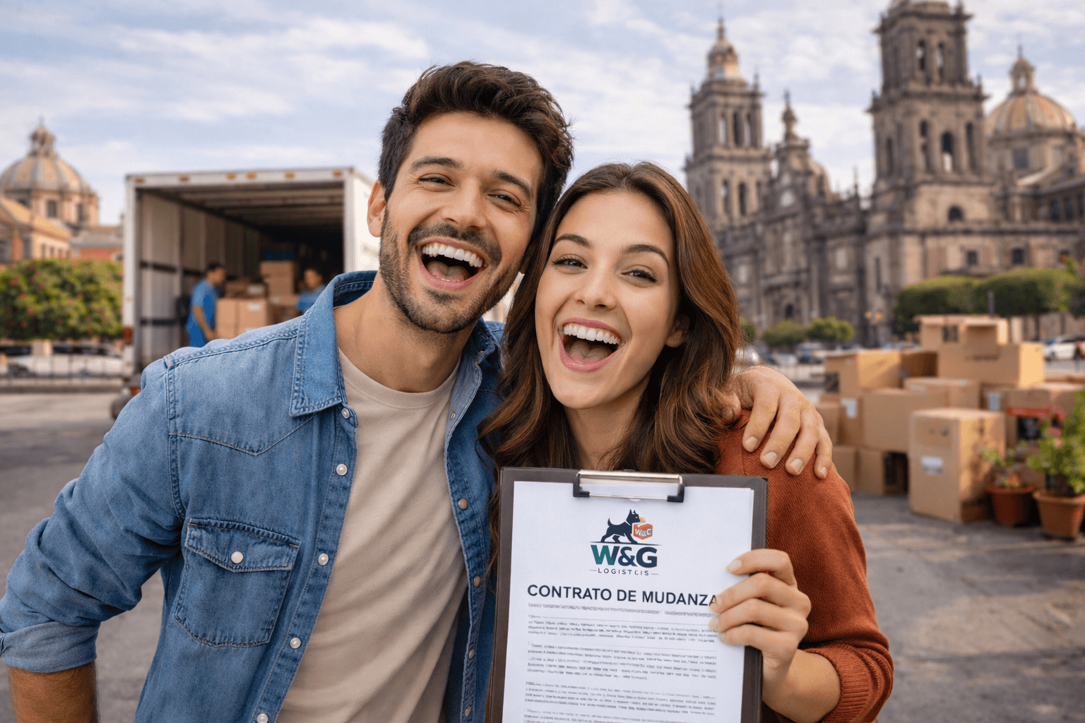 Clientes felices con contrato de mudanza W&G Logistics