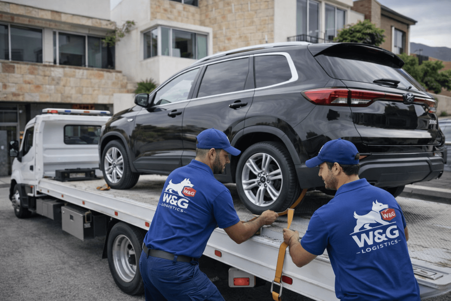 Carga de vehículo en plataforma de traslado