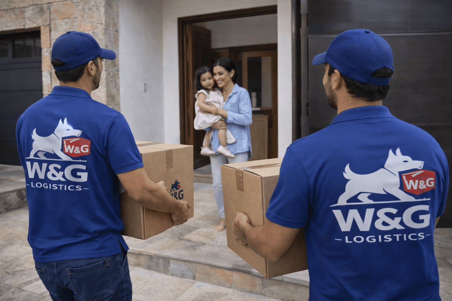 Entrega de cajas a familia satisfecha