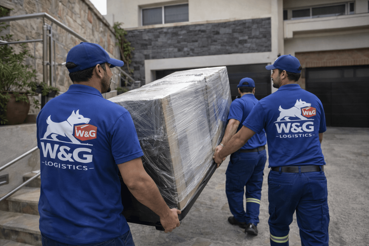 Equipo de cargadores trasladando muebles